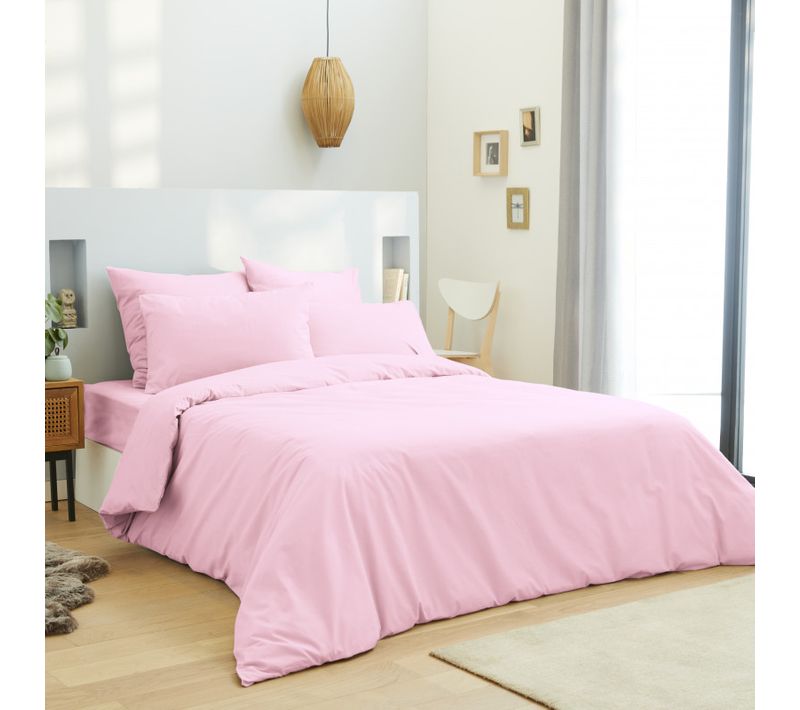 Housse De Couette Unie Rose 260 X 240 Cm / 100% Coton / 57 Fils/cm² - Rose - 260x240 Cm