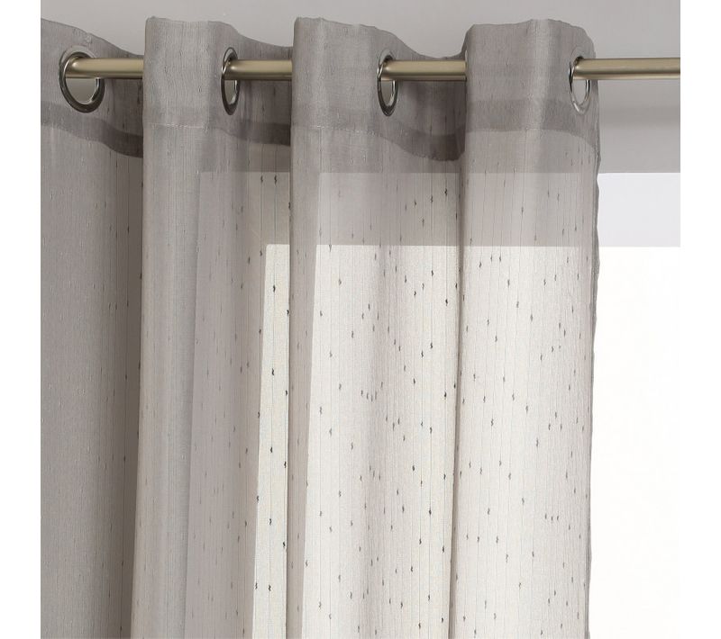 Voilage À Rayures Tamisant 140 X 240 Cm - Gris - 140x240 Cm