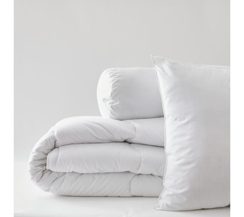 Pack Couette Blanrêve Très Chaude 140 X 200 + Oreiller 60 X 60 + Polochon 90 Polycoton "confort"