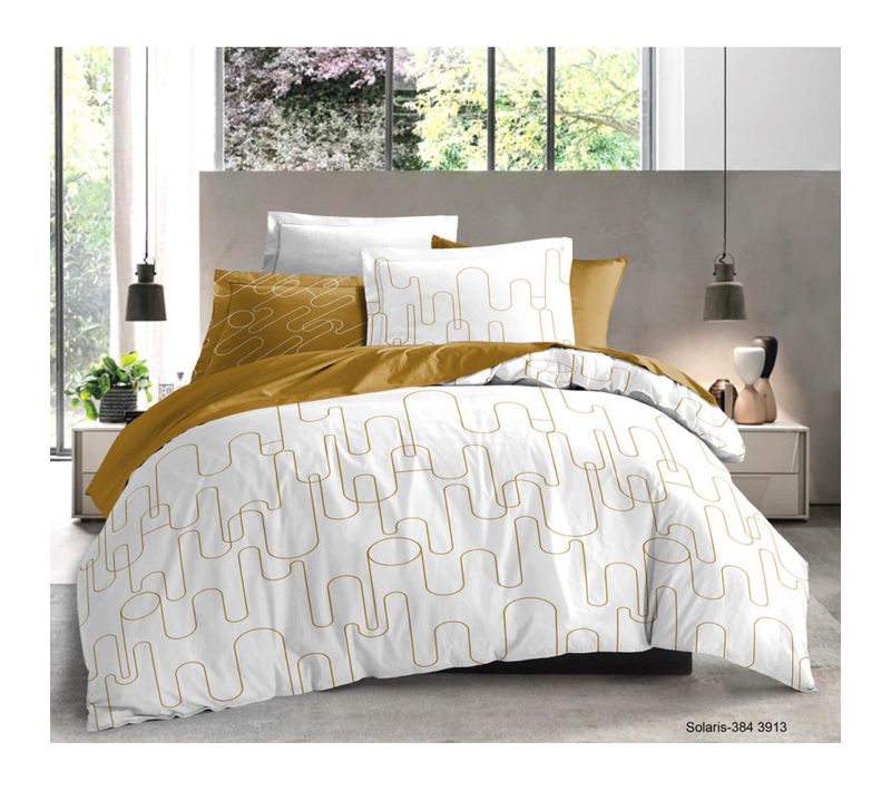 Parure De Draps 4 Pièces "solaris" 100% Coton / 57 Fils/cm² - Blanc - 140x190 Cm