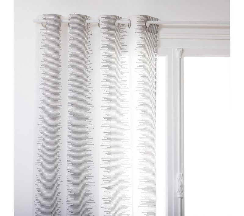 Voilage Fines Rayures "liah" Tamisant 140 X 240 Cm - Blanc - 140x240 Cm