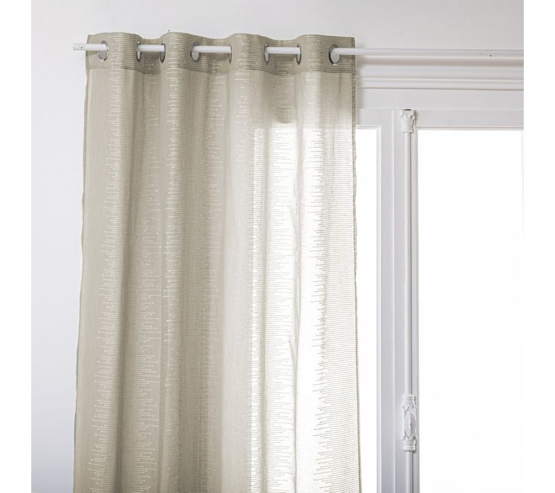 Voilage Fines Rayures "liah" Tamisant 140 X 240 Cm - Beige - 140x240 Cm