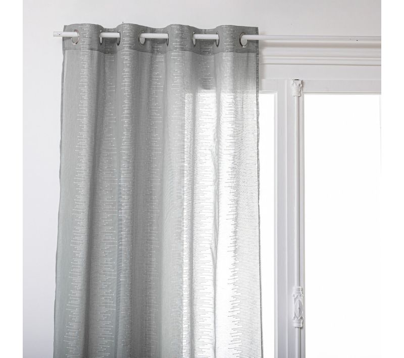 Voilage Fines Rayures "liah" Tamisant 140 X 240 Cm - Gris - 140x240 Cm
