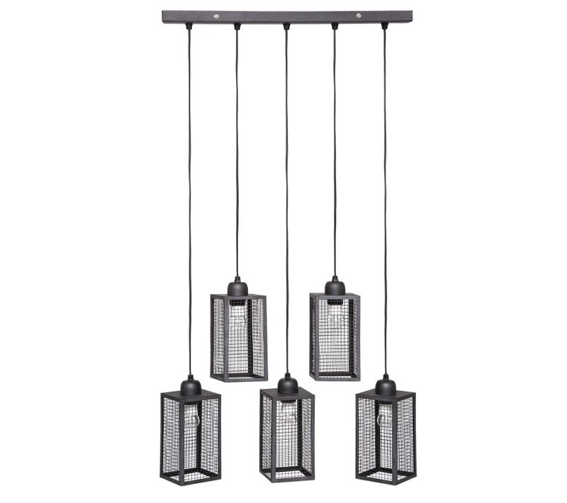 Suspension Style Loft New-yorkais "hune" Métal Noir Atmosphera - Gris - 11,4x7,7x52,5 Cm