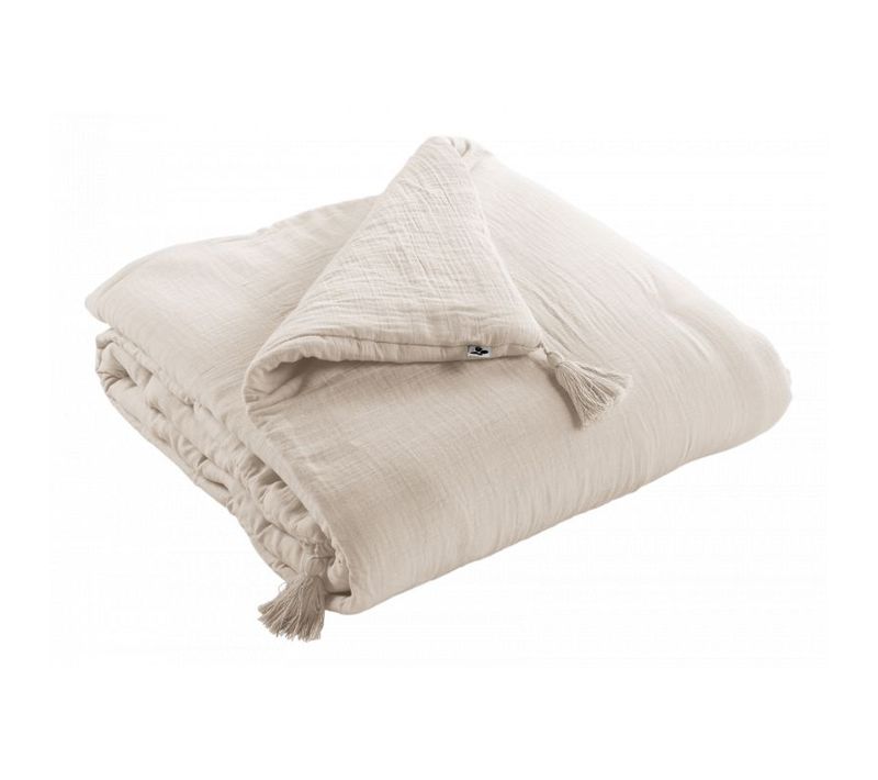 Edredon Ou Bout De Lit "gaïa" "gaze De Coton" - Taupe - 90x200 Cm