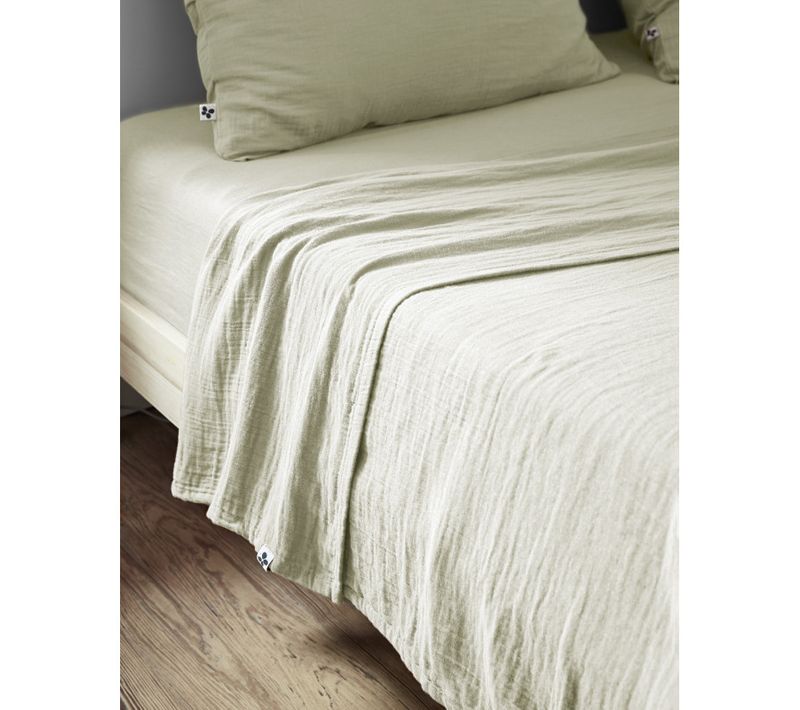 Drap Plat "gaïa" "gaze De Coton" - Vert Clair - 240x300 Cm