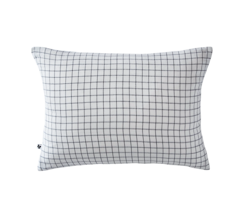 Taie D'oreiller Petits Carreaux Déco "gaïa Mix "gaze De Coton" - Blanc - 50x70 Cm