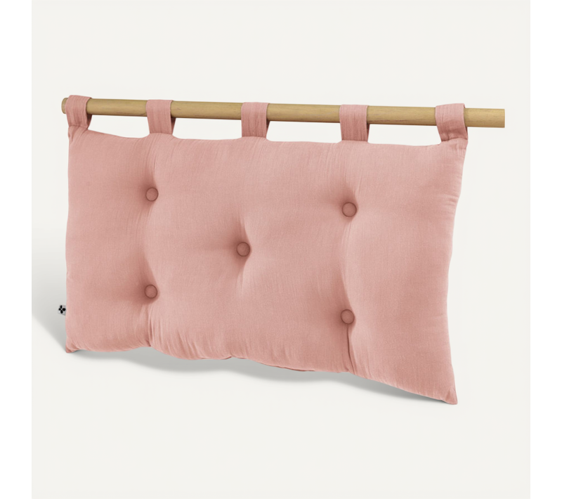 Tête De Lit "gaïa" 5 Boutons Avec Passants 50 X 80 Cm "gaze De Coton" - Rose - 50x80 Cm