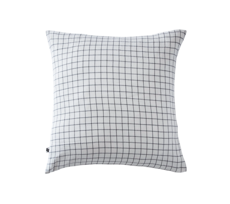 Taie D'oreiller Petits Carreaux Déco "gaïa Mix "gaze De Coton" - Blanc - 60x60 Cm