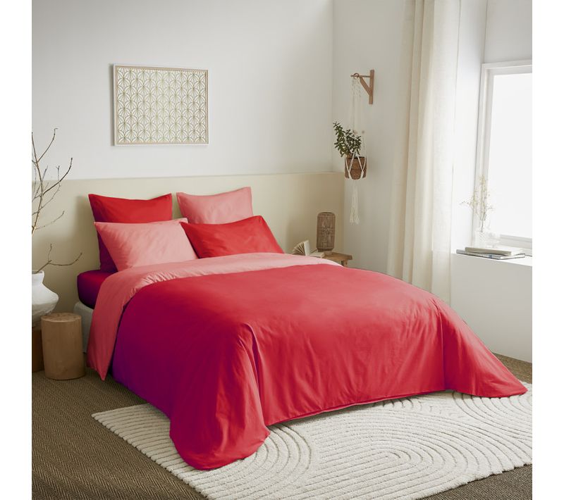 Pack Complet 6 Pièces Capucine/clémentine Réversible Housse De Couette Pour Lit 140 X 190 Cm