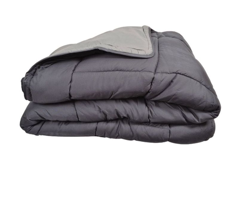 Couette Chaude Bicolore Gamme Microfibre Cocoon Non Feu -  Gris Foncé - 200x200 Cm