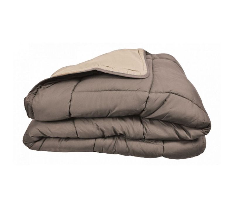 Couette Chaude Bicolore Gamme Microfibre Cocoon Non Feu -  Beige - 240x260 Cm