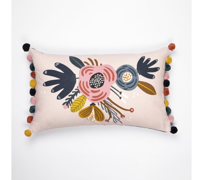 Coussin Déco Déhoussable Réversible Gamme "minots" 100% Coton - Taupe - 30x50 Cm