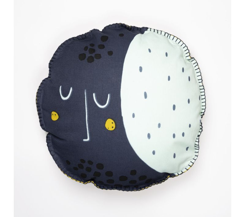 Coussin Déco Déhoussable Réversible Gamme "minots" 100% Coton - Bleu - 40 Cm