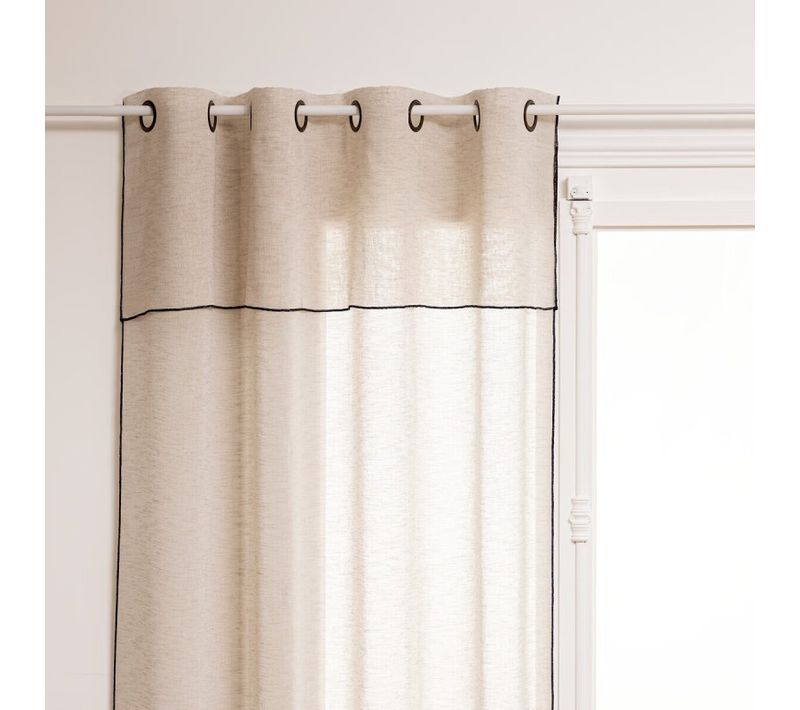 Rideaux À Oeillets "bourdon Contrasté" 140 X 240 Cm Atmosphéra - Beige - 140x240 Cm