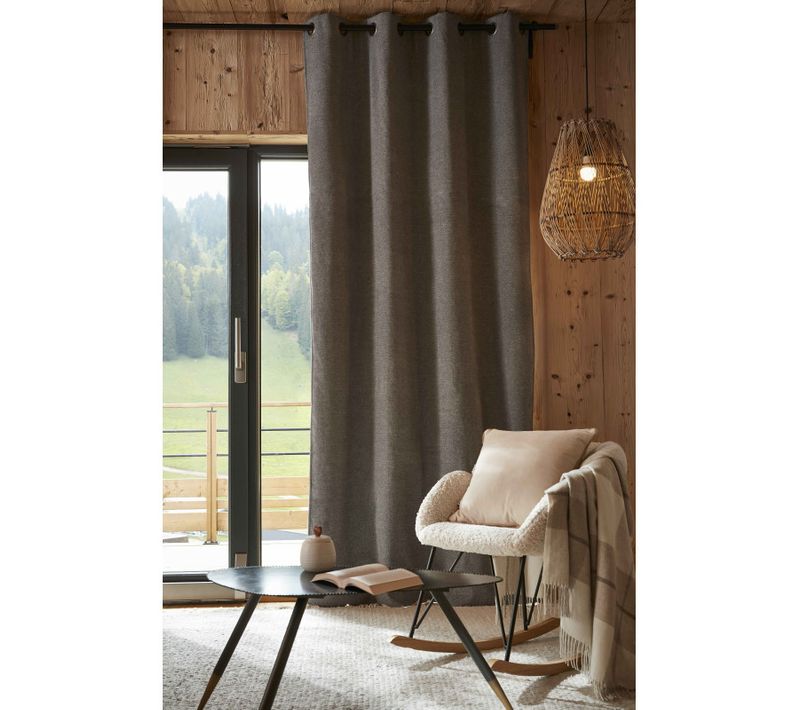 Rideau Occultant Phonique Et Thermique Doublé Polaire "bjorn" 100% Opaque - Gris - 140x260 Cm