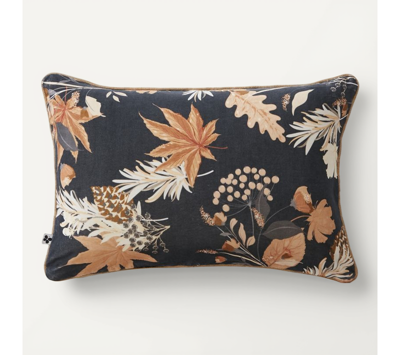 Coussin Déhoussable Imprimé 45 X 45 Cm et 40 X 60 Cm "hazel" Velours De Coton - Noir - 60x60 Cm