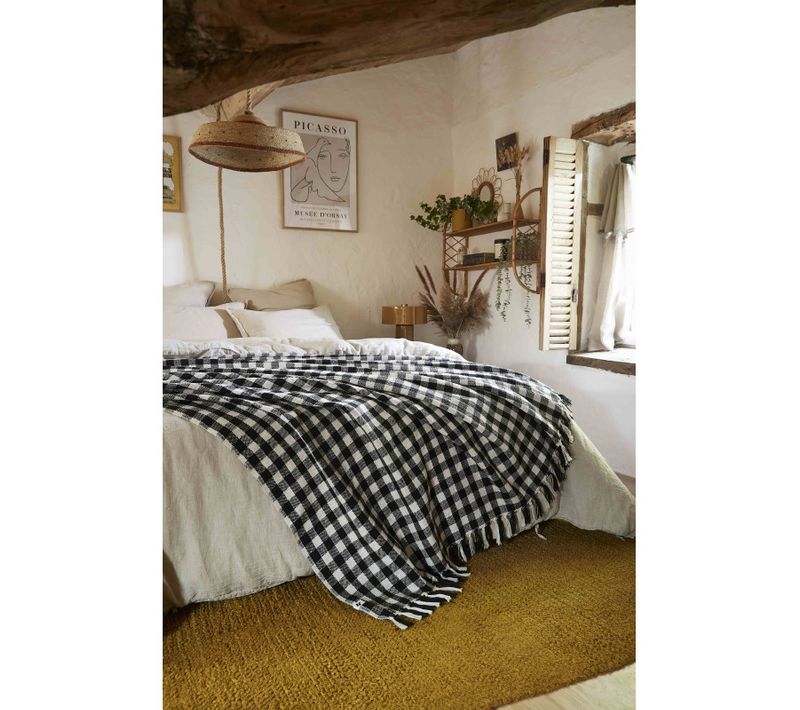Plaid À Franges Tissé Teint "gabriel" - Multicolor - 180x220 Cm
