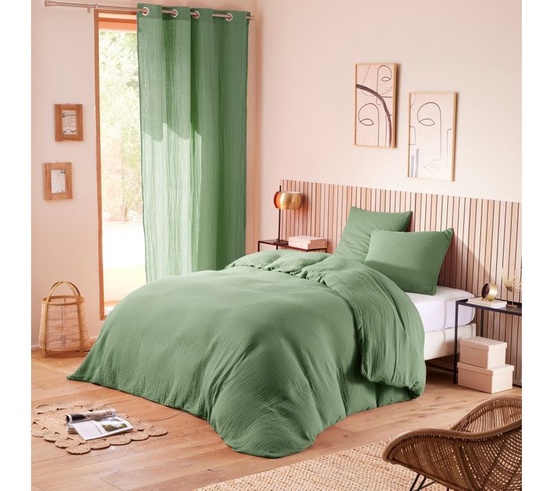 Parure De Draps 4 Pièces "noah" Gaze De Coton Pour Lit 2 Places 140 Cm