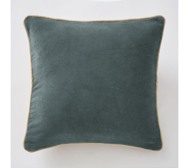 Coussin Déhoussable Finition Galon 45 X 45 Cm "césar" Velours De Coton - Gris - 45x45 Cm
