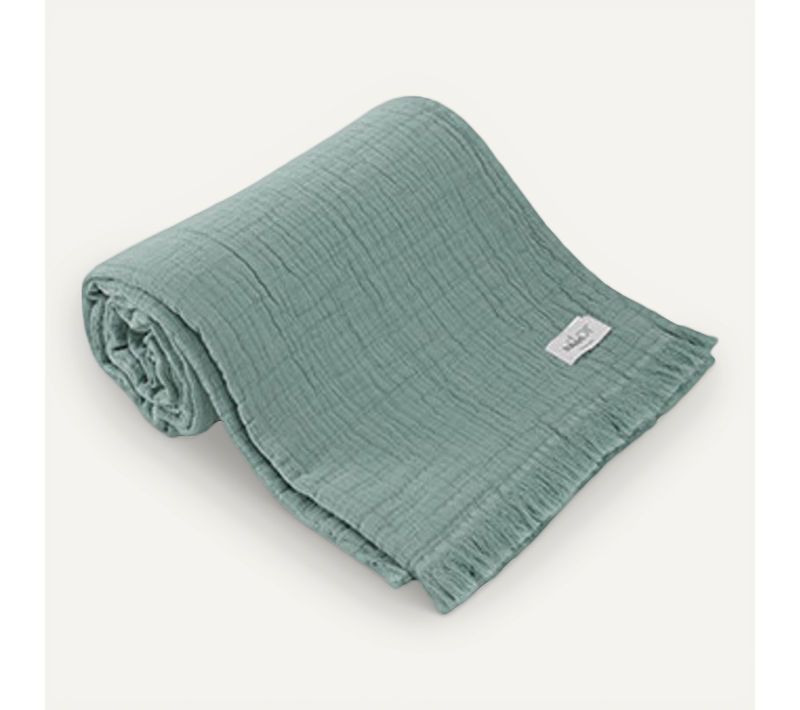 Plaid à Franges "brehat" Gaze De Coton Stonewashed