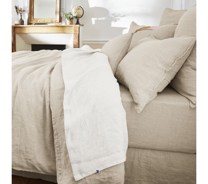 Drap Plat "soline" Lin Lavé - Blanc - 240x300 Cm