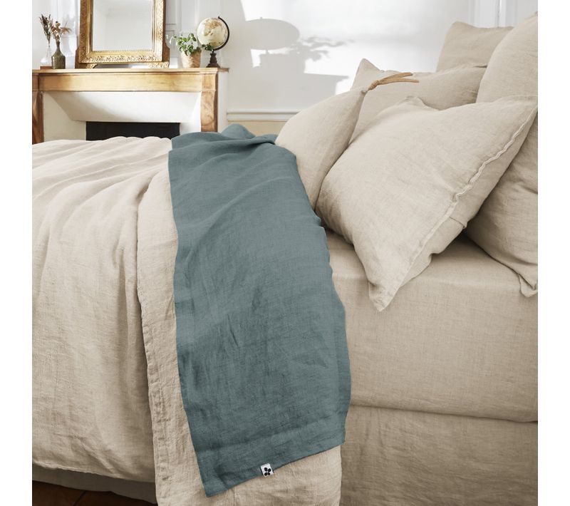 Drap Plat "soline" Lin Lavé - Gris - 270x300 Cm