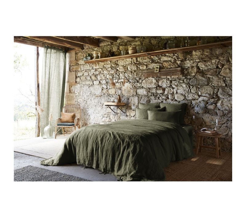 Housse De Couette "soline" Lin Lavé - Vert - 260x240 Cm