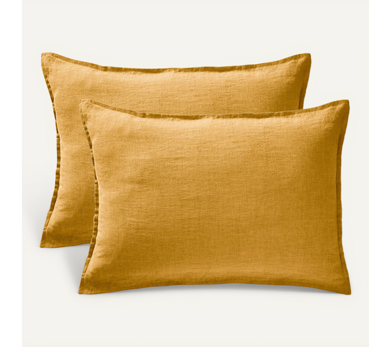 Lot De 2 Taies D'oreiller "soline" 60 X 60 Cm et 50 X 70 Cm "lin Lavé" - Orange - 50x70 Cm