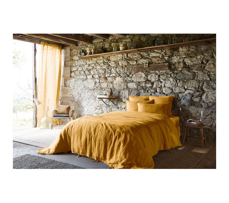 Housse De Couette "soline" Lin Lavé - Orange - 240x220 Cm