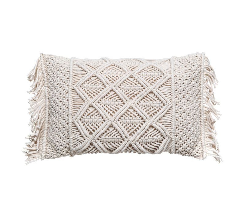 Coussin Macramé "été" 30 X 50 Cm - Beige - 30x50 Cm