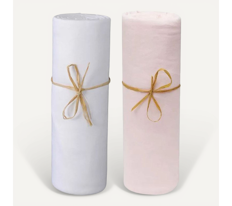 Lot De 2 Draps Housse Lit Bébé 60 X 120 Cm / 100% Coton / 57 Fils/cm² - Rose - 60x120 Cm