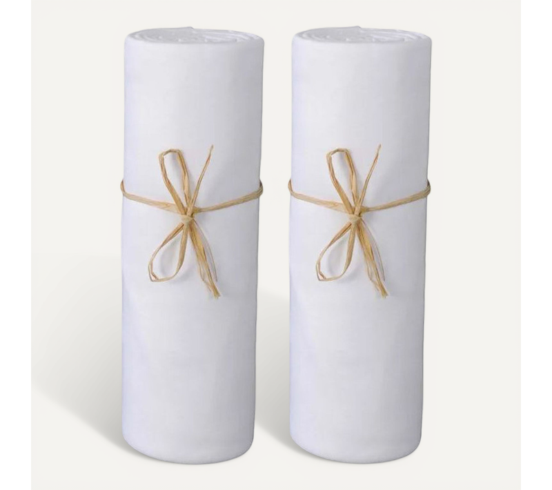 Lot De 2 Draps Housse Lit Bébé 60 X 120 Cm / 100% Coton / 57 Fils/cm² - Blanc - 60x120 Cm