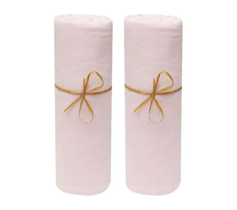Lot De 2 Draps Housse Lit Bébé 60 X 120 Cm / 100% Coton / 57 Fils/cm² - Rose - 60x120 Cm