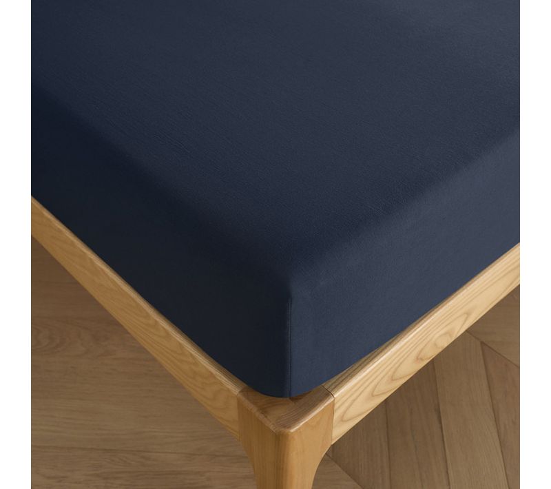Drap Housse Bonnet 30 Cm "prémium"- Bleu Nuit - 180x200+30 Cm