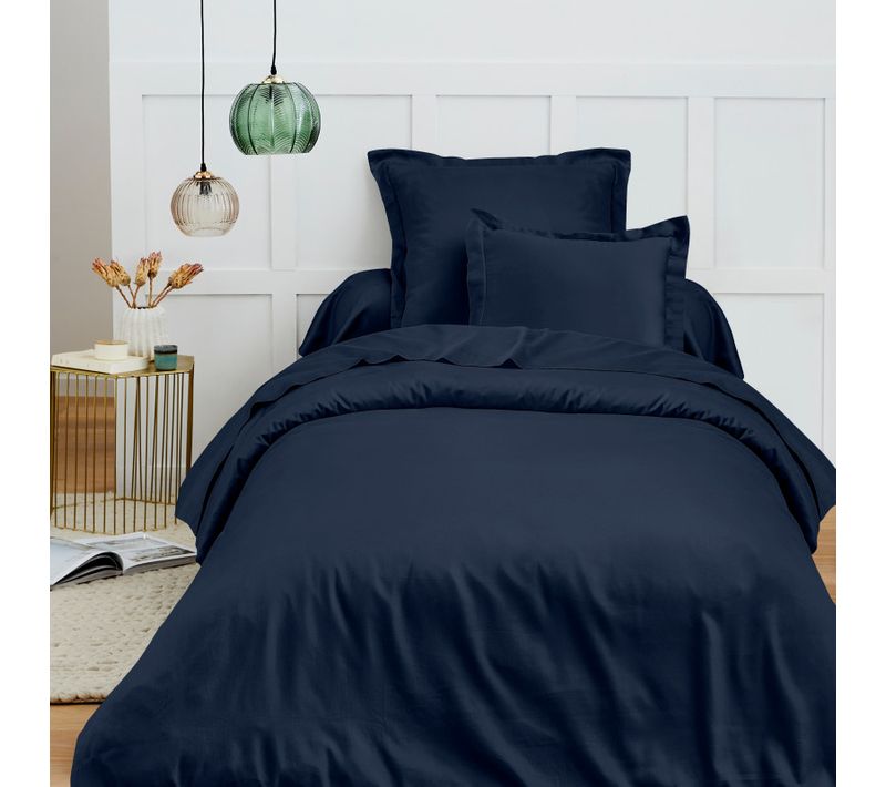 Housse De Couette 140 X 200 Cm "prémium" Pour Lit 1 Place - Bleu Nuit - 140x200 Cm