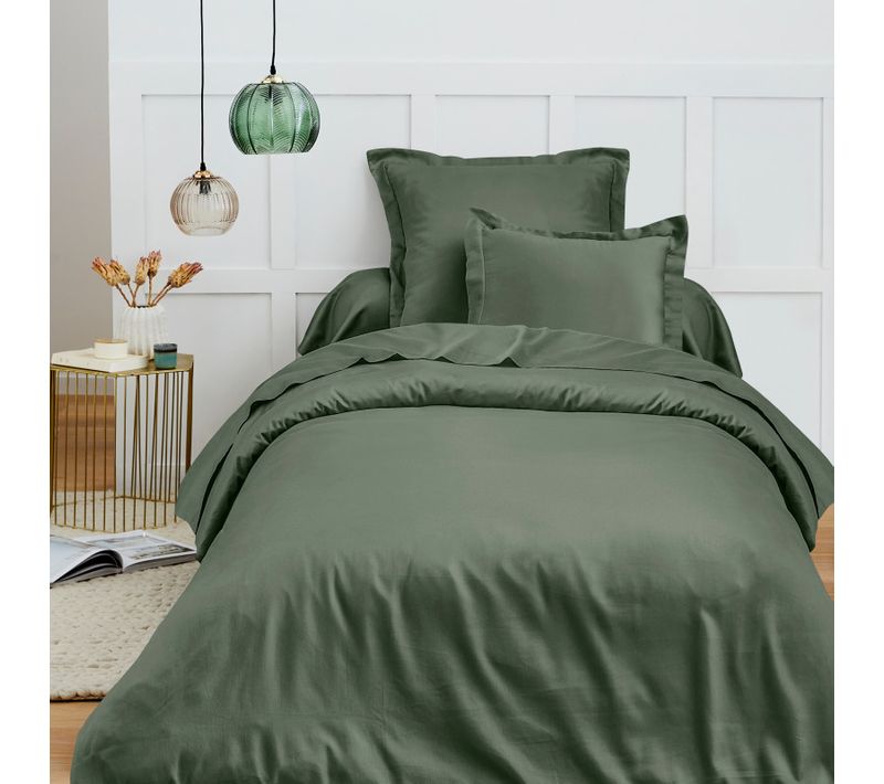 Housse De Couette 140 X 200 Cm "prémium" Pour Lit 1 Place - Vert Foncé - 140x200 Cm