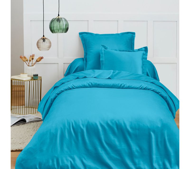 Housse De Couette 140 X 200 Cm "prémium" Pour Lit 1 Place - Turquoise - 140x200 Cm