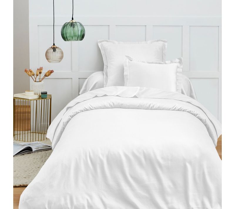 Housse De Couette 140 X 200 Cm "prémium" Pour Lit 1 Place - Blanc - 140x200 Cm