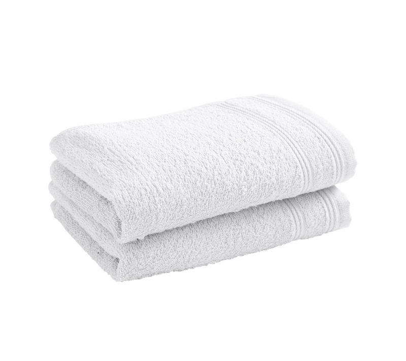 Lot De 2 Serviettes Invité "spa" 30 X 50 Cm / 400 Gr/m² - Blanc - 30x50 Cm
