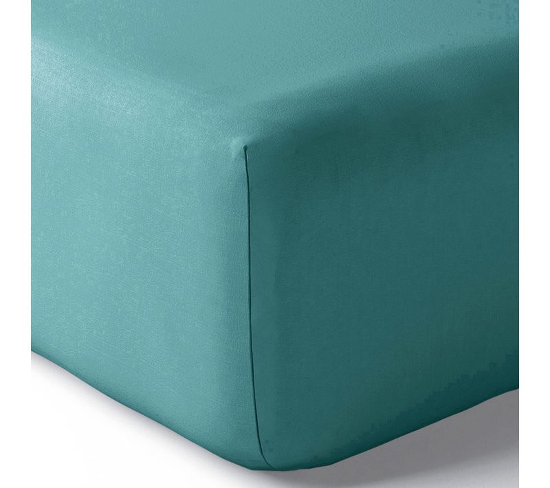 Drap Housse Percale "julian" Avec Bonnet 35 Cm - Bleu Paon - 90x190 Cm
