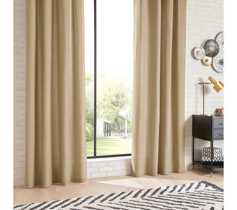 Lot De 2 Rideaux D'ameublement "anjali" En Coton 135 X 240 Cm - Taupe - 135x240 Cm