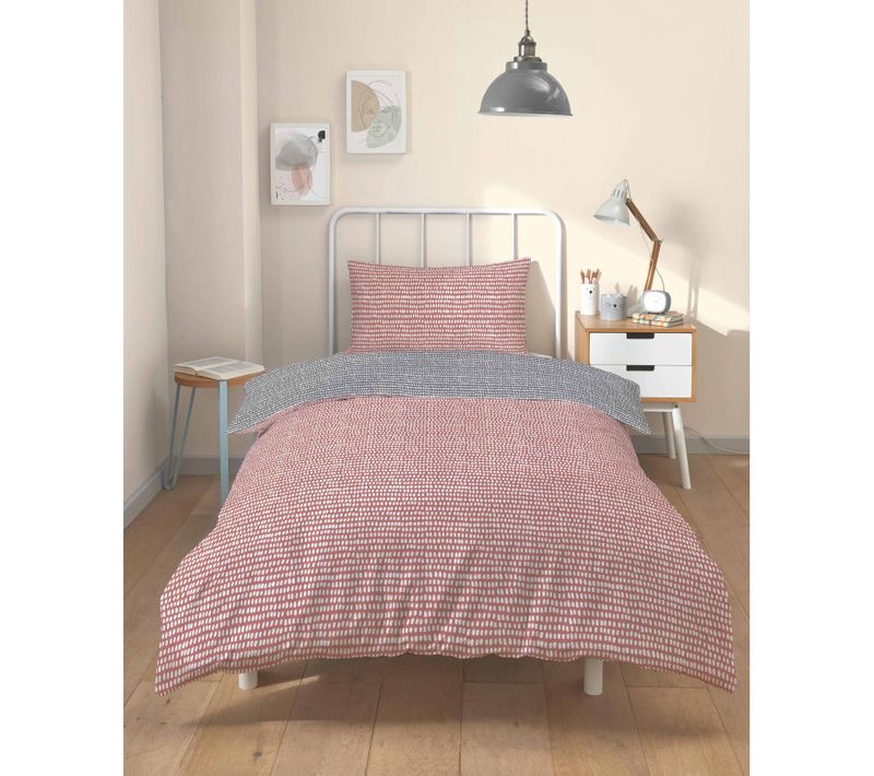 Parure De Couette "arri" 100% Coton / 57 Fils/cm² - Terracotta - 140x200 Cm