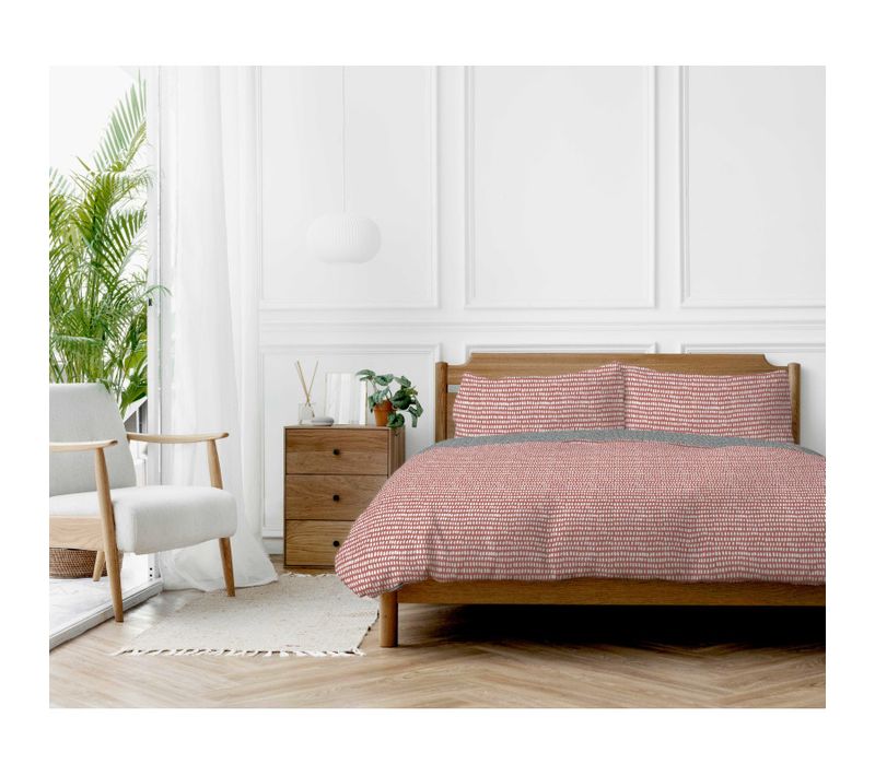 Parure De Couette "arri" 100% Coton / 57 Fils/cm² - Terracotta - 200x200 Cm