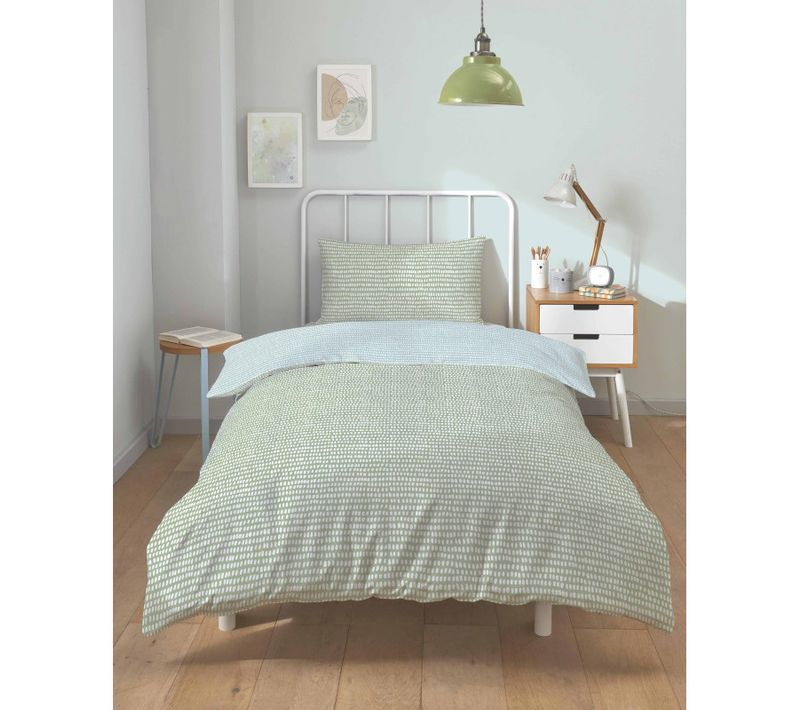 Parure De Couette "arri" 100% Coton / 57 Fils/cm² - Vert Clair - 140x200 Cm