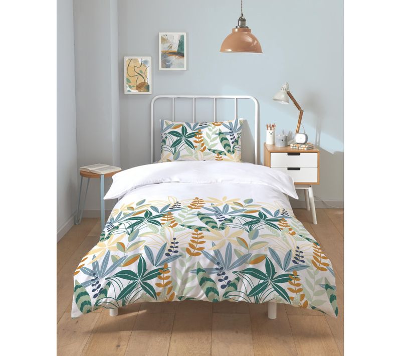 Parure De Couette "goyave" 100% Coton / 57 Fils/cm² - Blanc - 140x200 Cm