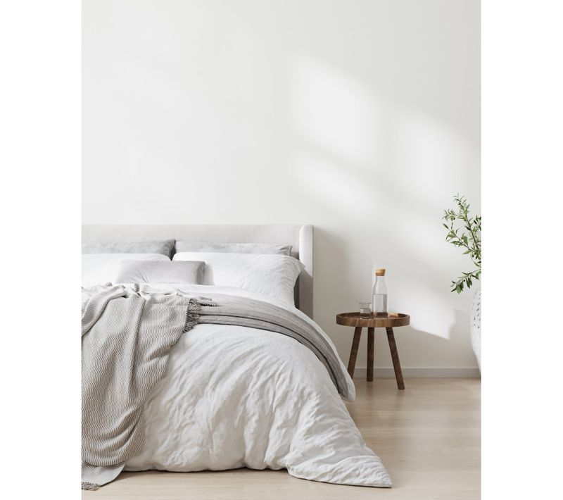 Parure De Couette "drift" Pur Coton Teint Lavé 57 Fils/cm² - Blanc - 200x200 Cm