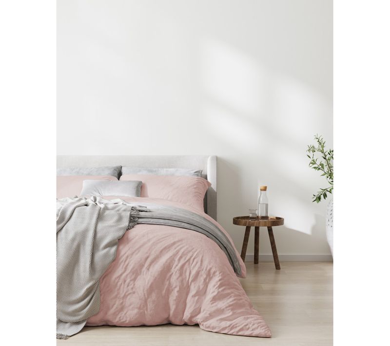 Parure De Couette "drift" Pur Coton Teint Lavé 57 Fils/cm² - Rose - 200x200 Cm