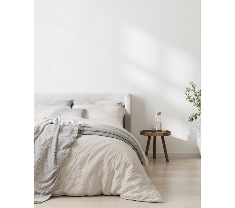 Parure De Couette "drift" Pur Coton Teint Lavé 57 Fils/cm² - Ecru - 240x260 Cm
