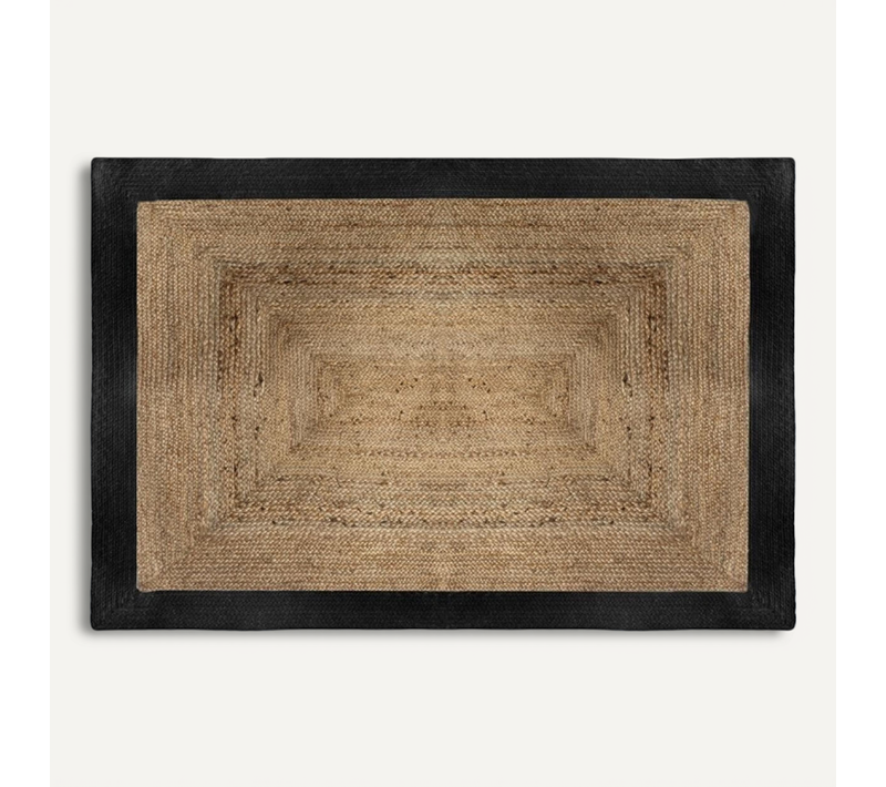 Tapis En Jute Naturel Végétale 120 X 170 Cm - Noir - 120x170 Cm